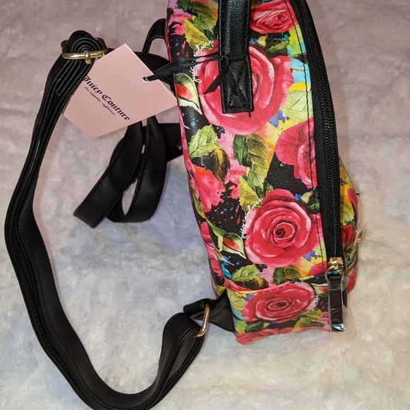 Nwt Juicy Couture Black Multi Rose Juicy Billboard SM Backpack - Picture 4 of 16